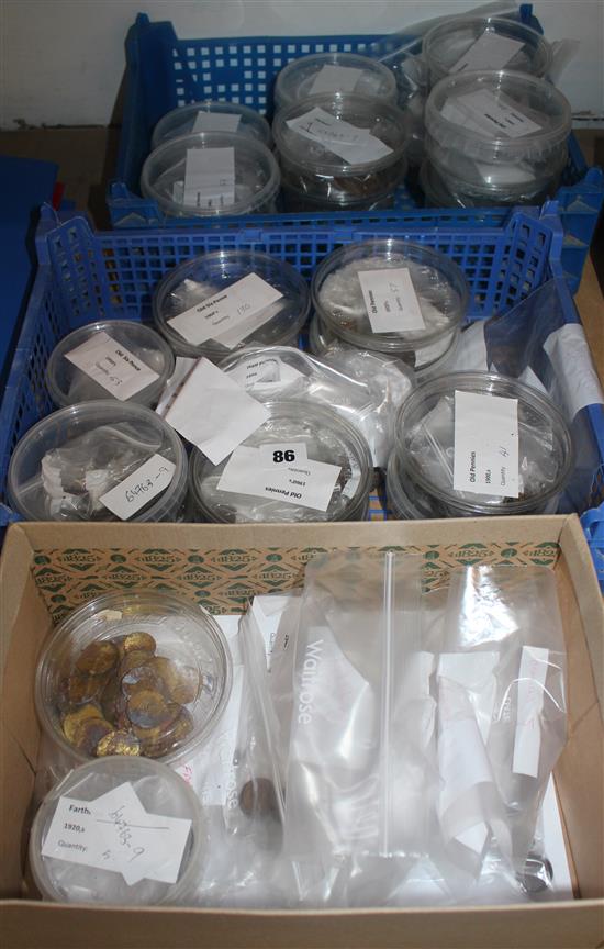 Collection of Victorian to Queen Elizabeth II coins and a group of gaming counters